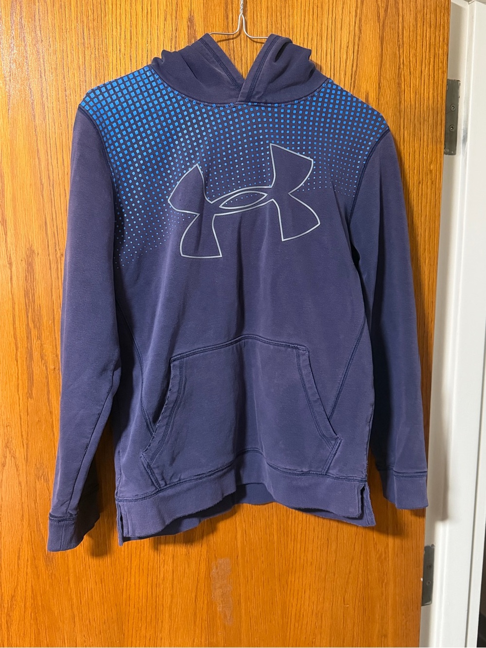 Kids Size YLG Under Armour Boys Navy and Blue Pullover Hoodie